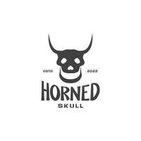 Totenkopf mit Vintage-Logo-Design aus Hornlächeln vektor