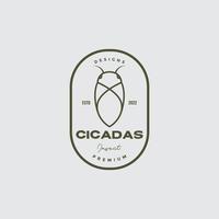 insekt cikader bricka logotyp design vektor