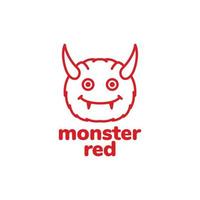 rotes süßes Monster mit Horn-Logo-Design vektor