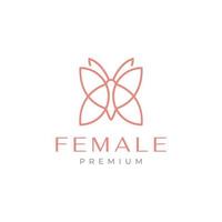 minimale Linien feminines Schmetterlings-Logo-Design vektor