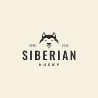 ansikte söt hipster hund sibirisk hes logotyp vektor