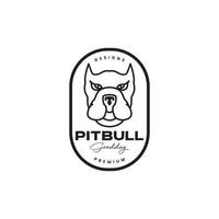 huvud pitbull hund bricka årgång logotyp vektor