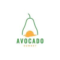 Frucht-Avocado mit Sonnenuntergang-Logo-Design vektor