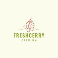 Kirschfrucht-Hipster-frisches Logo-Design vektor