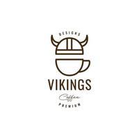 Wikinger mit Kaffeetassen-Logo-Design vektor