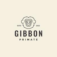 Gesichtslinie Gibbon-Hipster-Logo vektor