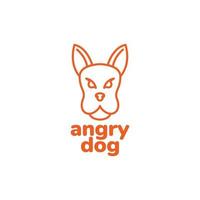 Linie wütender Terrier-Hund-Logo-Design vektor