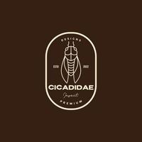 cicadidae insekt bricka logotyp design vektor