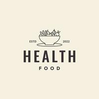 Schüssel mit Gesundheitsgemüse-Hipster-Logo vektor