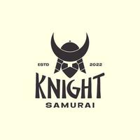 Vintage-Gesicht Samurai-Logo-Design vektor