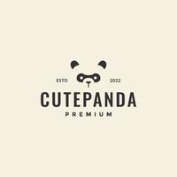 ansikte hipster panda minimal logotyp vektor