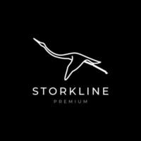 minimalistisk linje stork flyga logotyp design vektor