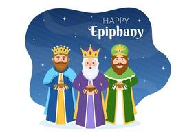 happy epiphany day template handgezeichnete cartoon flache illustration christliches festival zum glauben an die göttlichkeit jesus seit seinem kommen auf die welt vektor