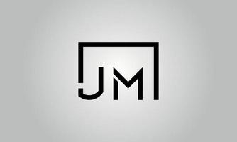 brev jm logotyp design. jm logotyp med fyrkant form i svart färger vektor fri vektor mall.