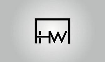 brev H w logotyp design. H w logotyp med fyrkant form i svart färger vektor fri vektor mall.