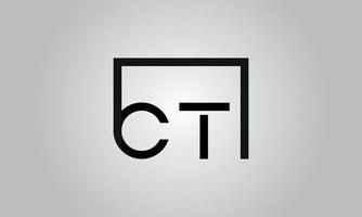 Buchstabe ct-Logo-Design. ct-Logo mit quadratischer Form in schwarzen Farben Vektor kostenlose Vektorvorlage.