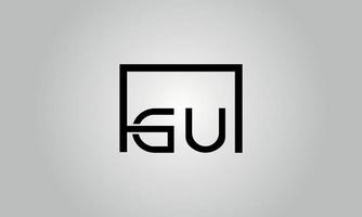 Buchstabe gu-Logo-Design. gu-Logo mit quadratischer Form in schwarzen Farben Vektor kostenlose Vektorvorlage.