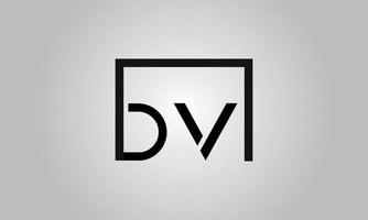 brev dv logotyp design. dv logotyp med fyrkant form i svart färger vektor fri vektor mall.