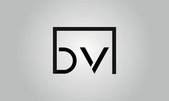 Brief-dv-Logo-Design. DV-Logo mit quadratischer Form in schwarzen Farben Vektor kostenlose Vektorvorlage.