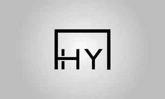 Buchstabe hy Logo-Design. hy Logo mit quadratischer Form in schwarzen Farben Vektor kostenlose Vektorvorlage.