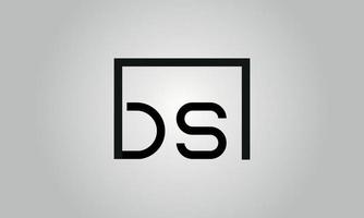 brev ds logotyp design. ds logotyp med fyrkant form i svart färger vektor fri vektor mall.