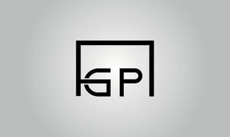 brev gp logotyp design. gp logotyp med fyrkant form i svart färger vektor fri vektor mall.