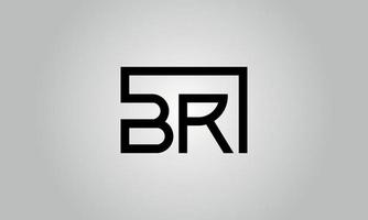 Buchstabe br Logo-Design. br-Logo mit quadratischer Form in schwarzen Farben Vektor kostenlose Vektorvorlage.