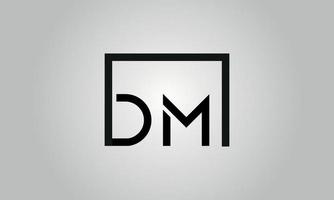 brev dm logotyp design. dm logotyp med fyrkant form i svart färger vektor fri vektor mall.