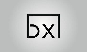 Buchstabe dx-Logo-Design. dx-Logo mit quadratischer Form in schwarzen Farben Vektor kostenlose Vektorvorlage.