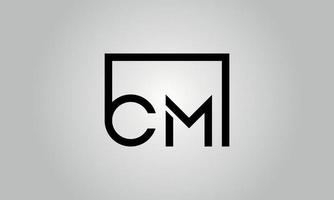 Buchstabe cm Logo-Design. cm-Logo mit quadratischer Form in schwarzen Farben Vektor kostenlose Vektorvorlage.