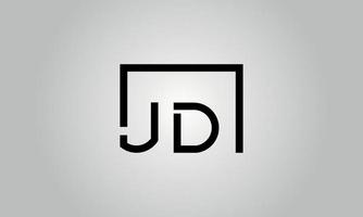 Buchstabe JD-Logo-Design. JD-Logo mit quadratischer Form in schwarzen Farben Vektor kostenlose Vektorvorlage.