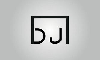 Buchstabe DJ-Logo-Design. DJ-Logo mit quadratischer Form in schwarzen Farben Vektor kostenlose Vektorvorlage.