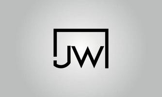 Buchstabe jw Logo-Design. jw logo mit quadratischer form in schwarzen farben vektor kostenlose vektorvorlage.