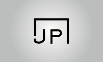 brev jp logotyp design. jp logotyp med fyrkant form i svart färger vektor fri vektor mall.