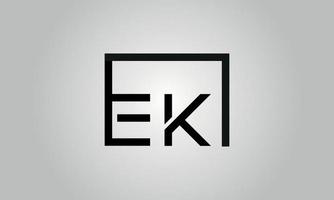 brev ek logotyp design. ek logotyp med fyrkant form i svart färger vektor fri vektor mall.