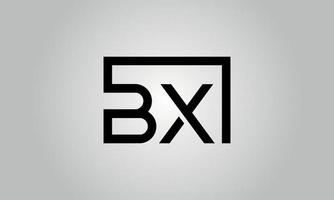 brev bx logotyp design. bx logotyp med fyrkant form i svart färger vektor fri vektor mall.