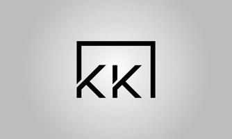 brev kk logotyp design. kk logotyp med fyrkant form i svart färger vektor fri vektor mall.