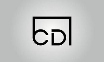 brev CD logotyp design. CD logotyp med fyrkant form i svart färger vektor fri vektor mall.