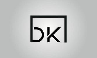 brev dk logotyp design. dk logotyp med fyrkant form i svart färger vektor fri vektor mall.