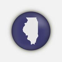 Illinois State Circle Karte mit langem Schatten vektor