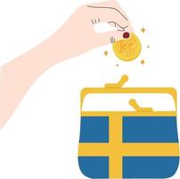 schwedische Flagge Vektor handgezeichnete Flagge, schwedische Krone Vektor handgezeichnet