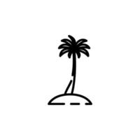 handflatan, kokos, träd, ö, strand prickad linje ikon vektor illustration logotyp mall. lämplig för många syften.