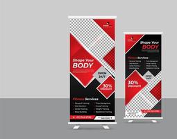 Fitness-Studio rote Roll-up Stand Banner moderne Vorlage vektor