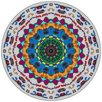 Bunte Illustration des Mandala-Vektors. ethnische helle farben handgezeichnete runde verzierung im orientalischen oder indischen stil. Stammes-Ziermandala. Blumen- und Naturmotive. vektor