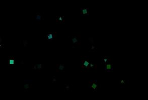 dunkelblaue, grüne Vektorvorlage mit Kristallen, Kreisen, Quadraten. vektor