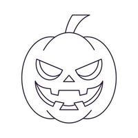 Vektorlinie Ikone des gruseligen Kürbises als Symbol von Halloween. Gliederungszeichen für Websites, Apps, Anzeigen, Geschäfte. modernes minimalistisches monochromes isoliertes bild und bearbeitbarer strich vektor