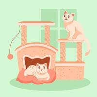 süße katzen spielen mit kratzbaum. Möbel für Haustiere. kostenloser Vektor. Barkitetik vektor