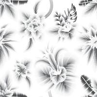 vintage tropische botanische nahtlose muster auf weißem hintergrund. Schwarz und weiß. hand gezeichneter sommerblumenhintergrund. botanisches nahtloses muster aus abstrakten blumen. Sommerdesign. Natur Kunst vektor