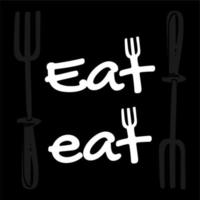 Eat-Logo-Design mit dem Buchstaben t als Gabel vektor