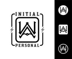 initialen schreiben monogramm w und ein wa aw logo design vektor